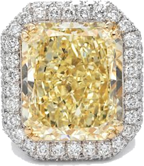 An Exceptional Fancy Yellow Diamond, Platinum and Diamond Ring,