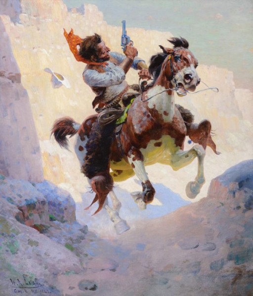 WILLIAM R. LEIGH (1866-1955), A Close Call (1943)